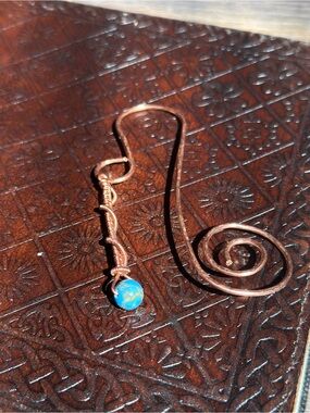 Book Lover Gift | Handmade | Blue Howlite | Wire Wrapped Copper Bookmark
